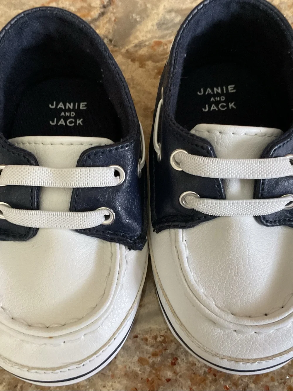 Janie and Jack Navy and White Toddler Boat Shoes